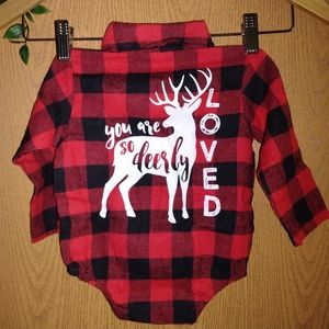 Flannel Top with Deer Decal - Infant